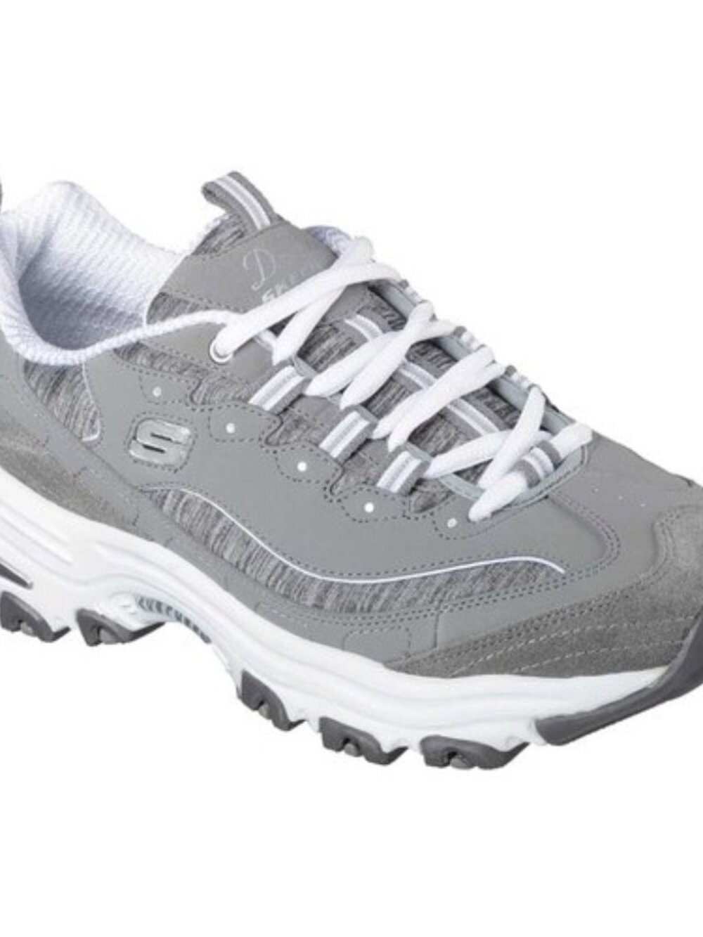 Women's Skechers D'Lites Me Time Walking Shoes - Grey & White - 8 Wide Fit - NIB